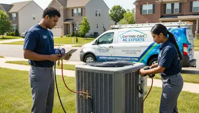 Professional AC repair technician servicing cooling system in Baltimore, MD