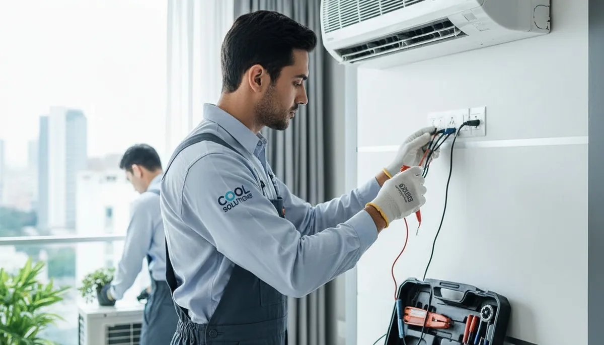 Technician providing expert AC repair service for a home in Baltimore, MD