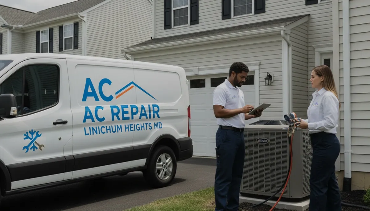 Professional AC repair technician servicing HVAC unit in Baltimore, MD