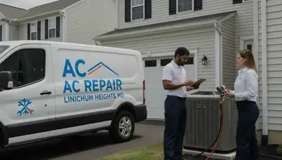 Professional AC repair technician servicing HVAC unit in Baltimore, MD