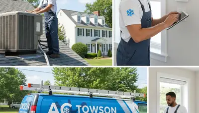 Professional AC repair technician servicing air conditioner in Baltimore MD home