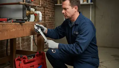 Baltimore technician performing expert plumbing repair and installation service in a residential home