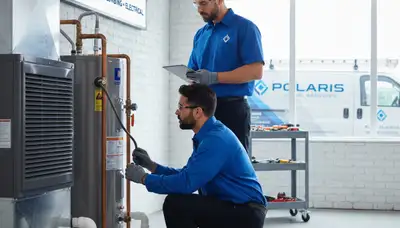 Professional plumber fixing pipe system in Baltimore MD home for Five Star Cooling services